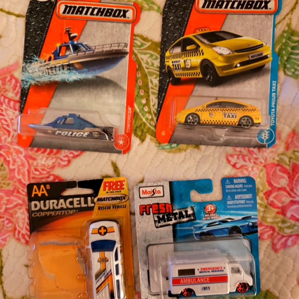 Matchbox Police, Rescue, and Taxi Die-cast Cars